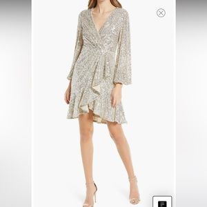 Eliza J Ruffle Long Sleeve Dress